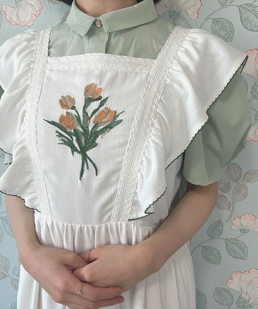 アートフラワー刺繍ショルダーフリルワンピース/F i.n.t [42AE03f023