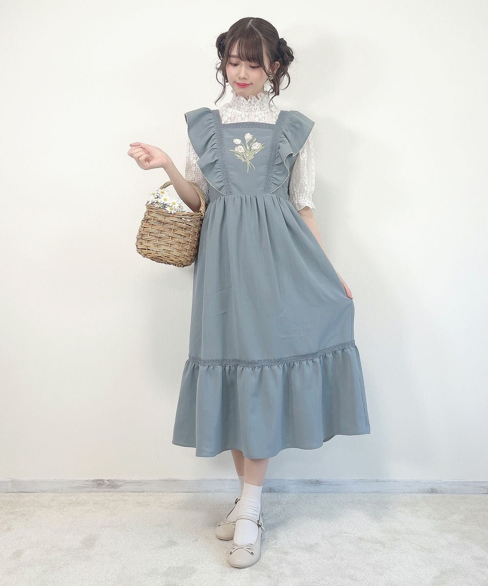 アートフラワー刺繍ショルダーフリルワンピース/F i.n.t [42AE03f023