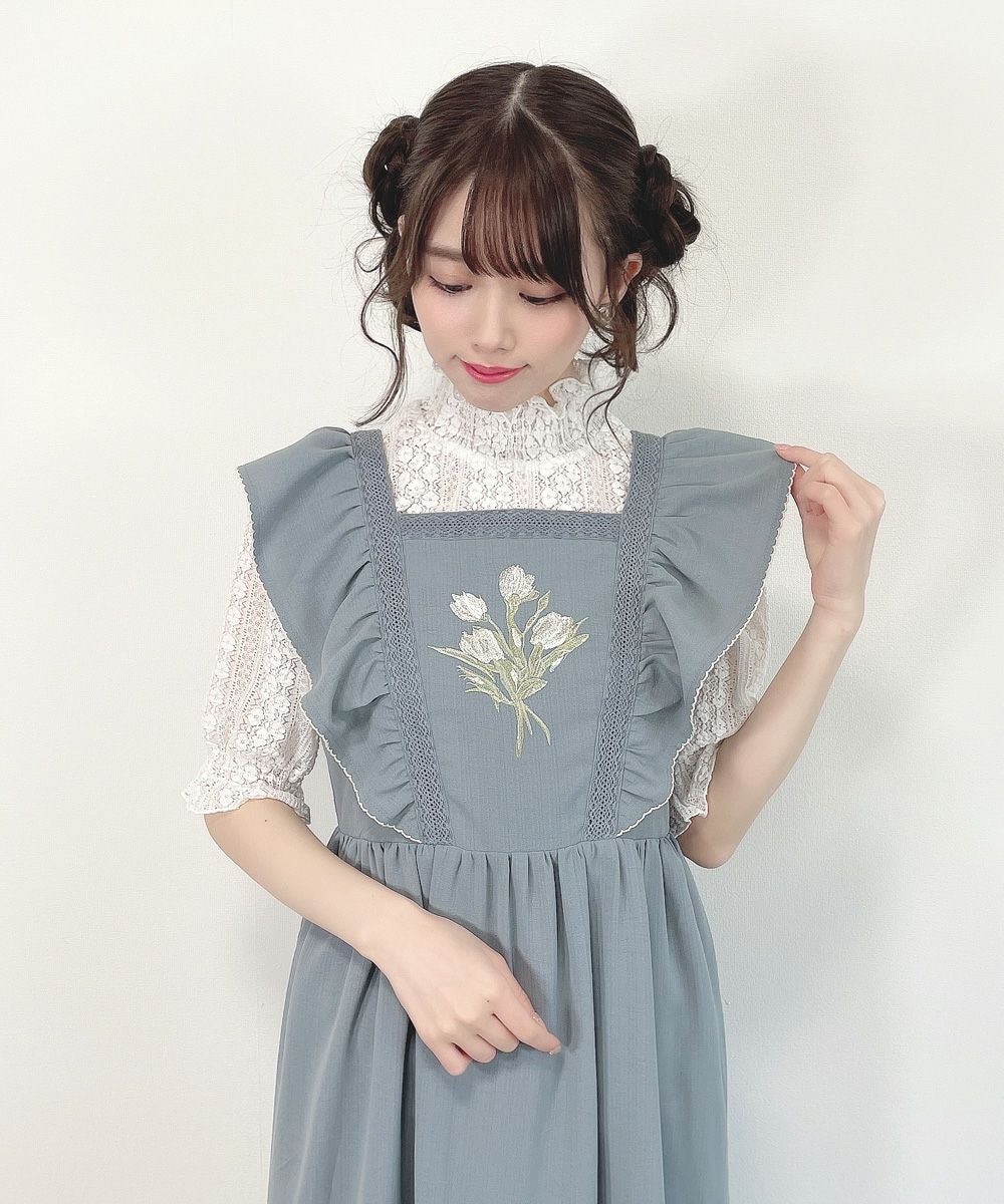 アートフラワー刺繍ショルダーフリルワンピース/F i.n.t [42AE03f023