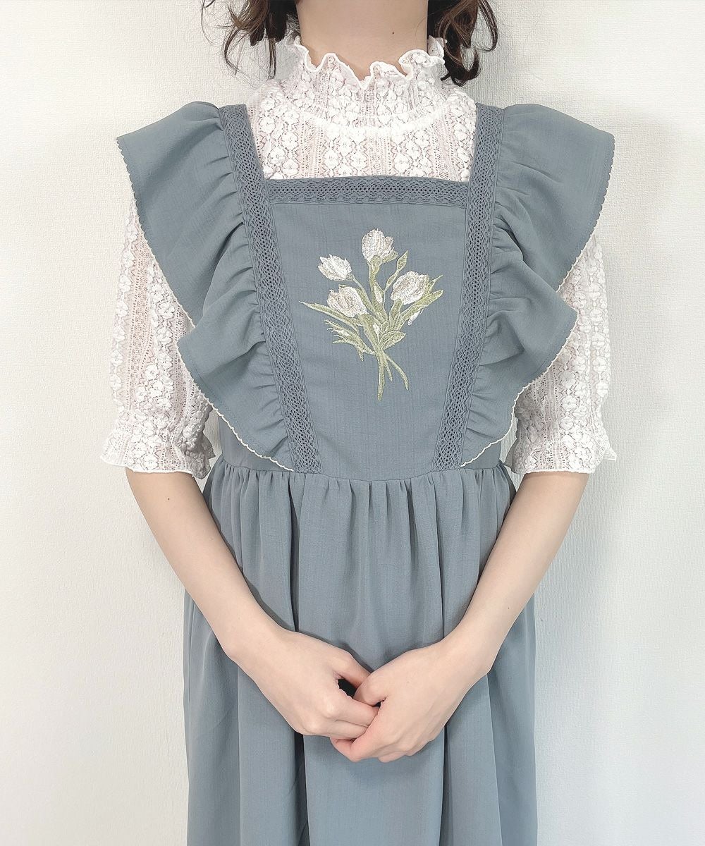 アートフラワー刺繍ショルダーフリルワンピース/F i.n.t [42AE03f023