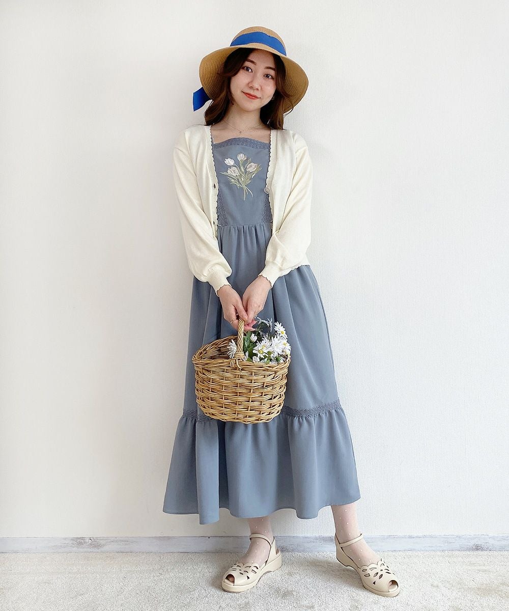 アートフラワー刺繍ショルダーフリルワンピース/F i.n.t [42AE03f023