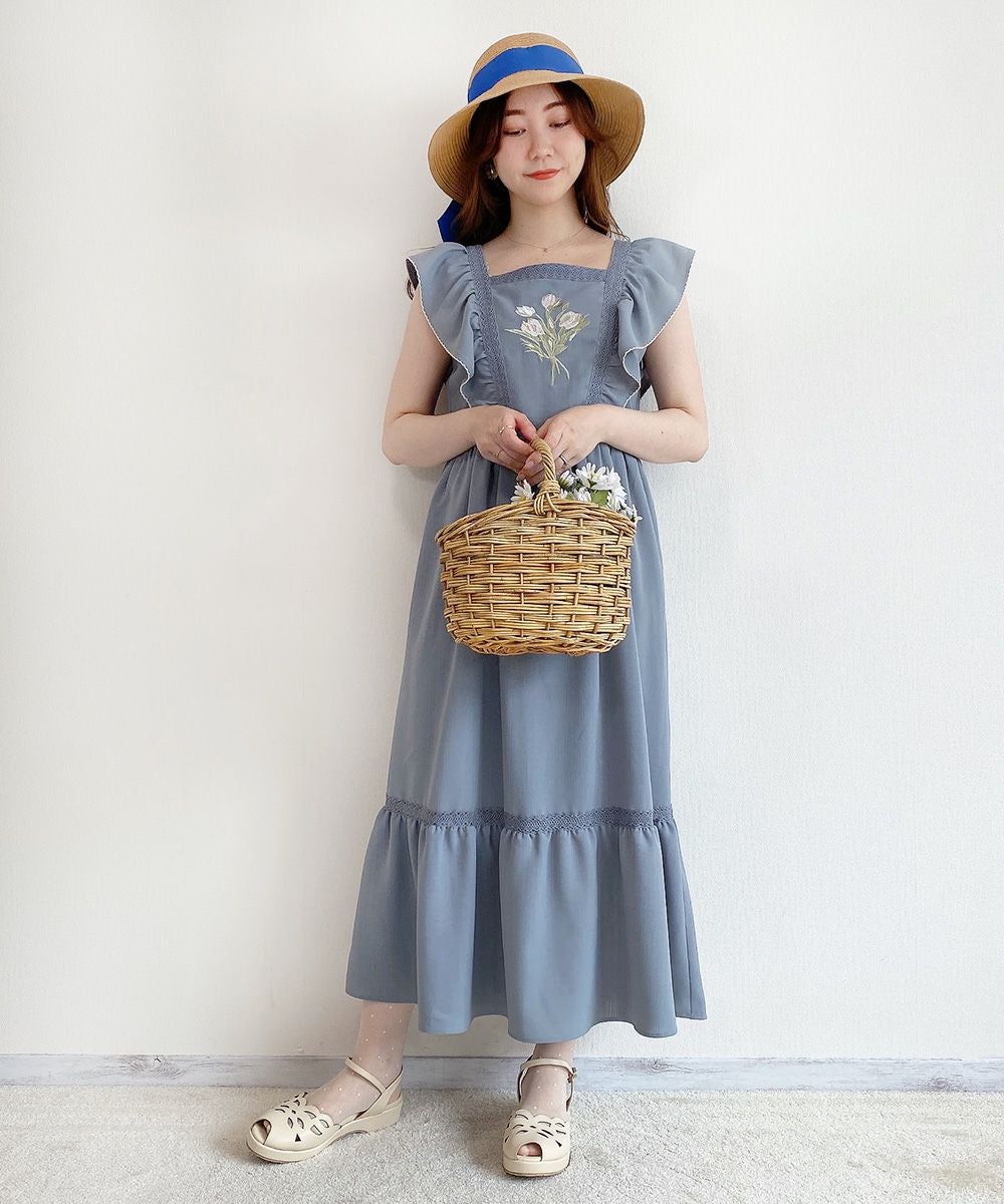 アートフラワー刺繍ショルダーフリルワンピース/F i.n.t [42AE03f023