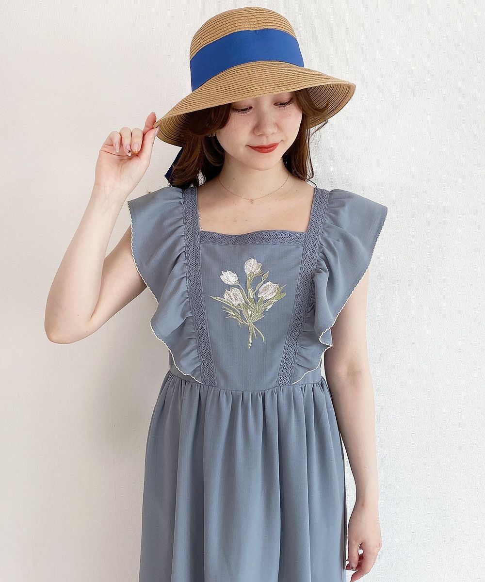 アートフラワー刺繍ショルダーフリルワンピース/F i.n.t [42AE03f023