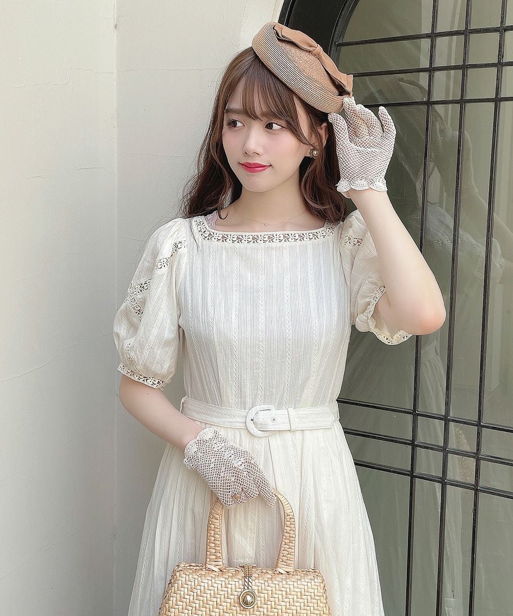 レース使いコットンドビーパフスリーブワンピース/an another angelus