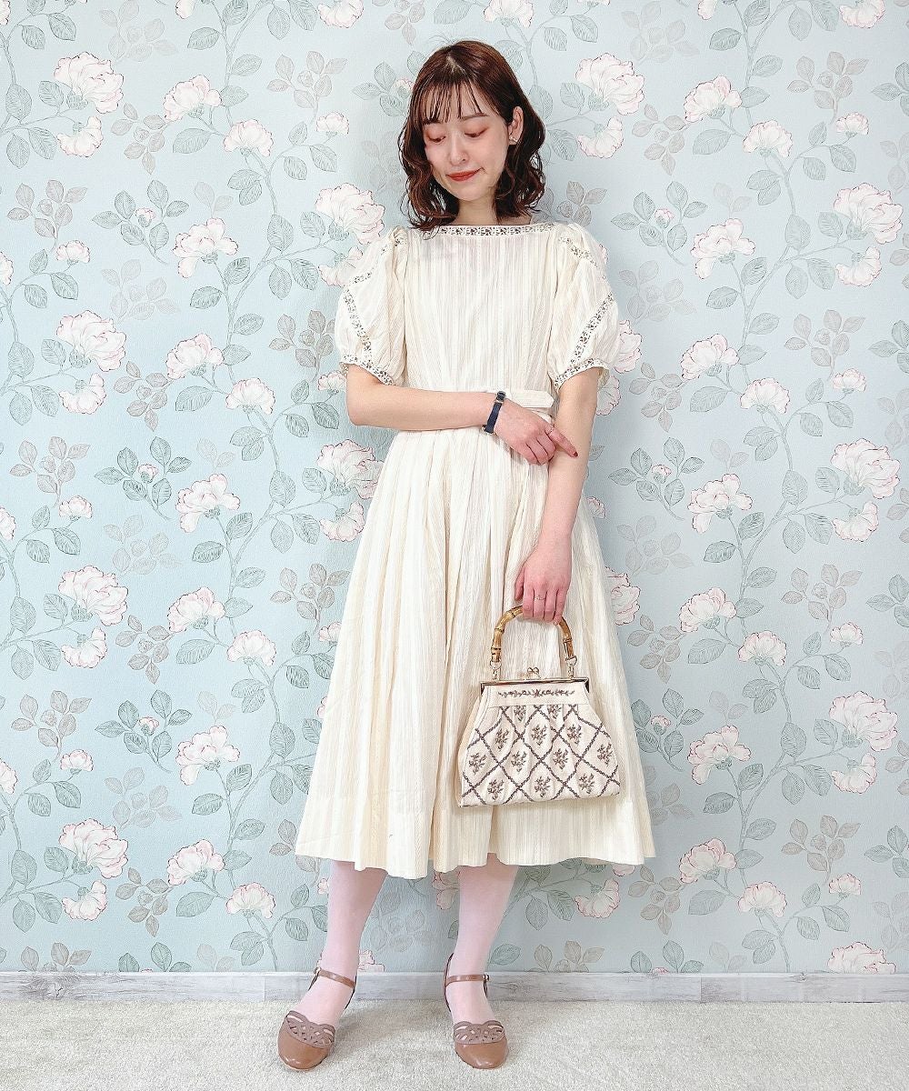 レース使いコットンドビーパフスリーブワンピース/an another angelus