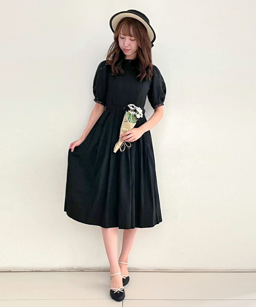 レース使いコットンドビーパフスリーブワンピース/an another angelus
