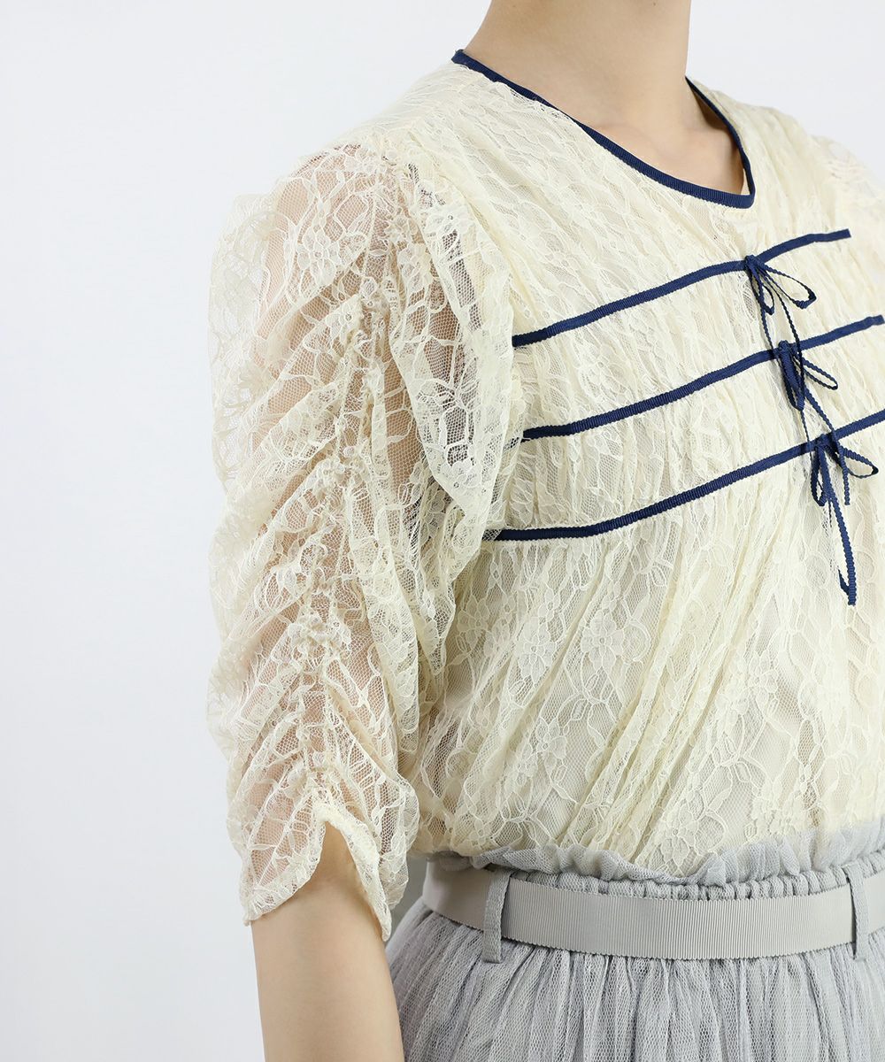 an another angelus ♡ レーシーチュールレースブラウス □バックリボンコットンレースブラウス/an another angelus