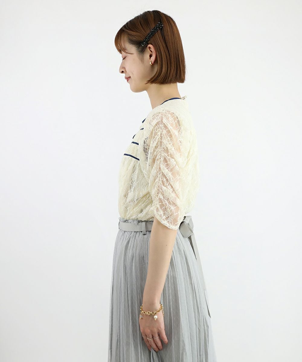 an another angelus ♡ レーシーチュールレースブラウス □バックリボンコットンレースブラウス/an another angelus