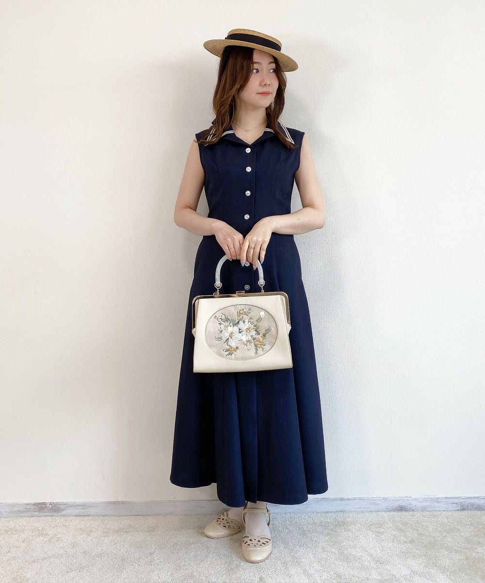 配色ステッチ開衿ノースリーブワンピース/an another angelus Limited