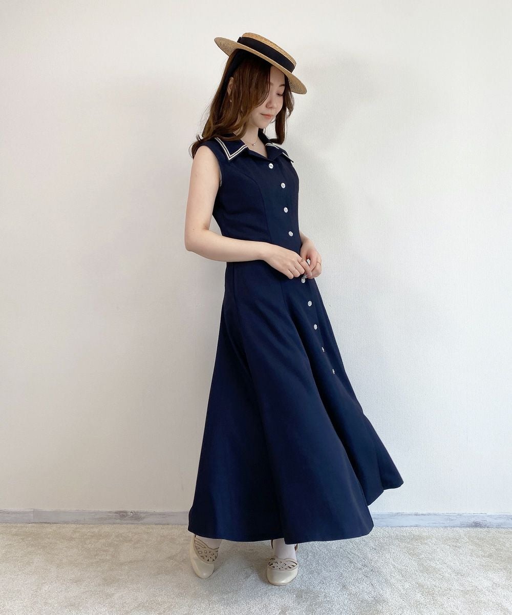 配色ステッチ開衿ノースリーブワンピース/an another angelus Limited