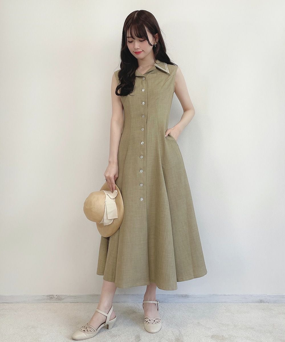 配色ステッチ開衿ノースリーブワンピース/an another angelus Limited