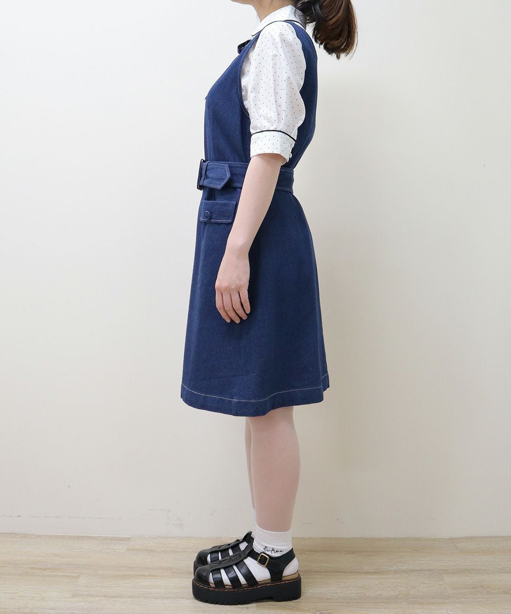 □太ベルトVネックデニムジャンパースカート/F i.n.t [41AE05f013] | F