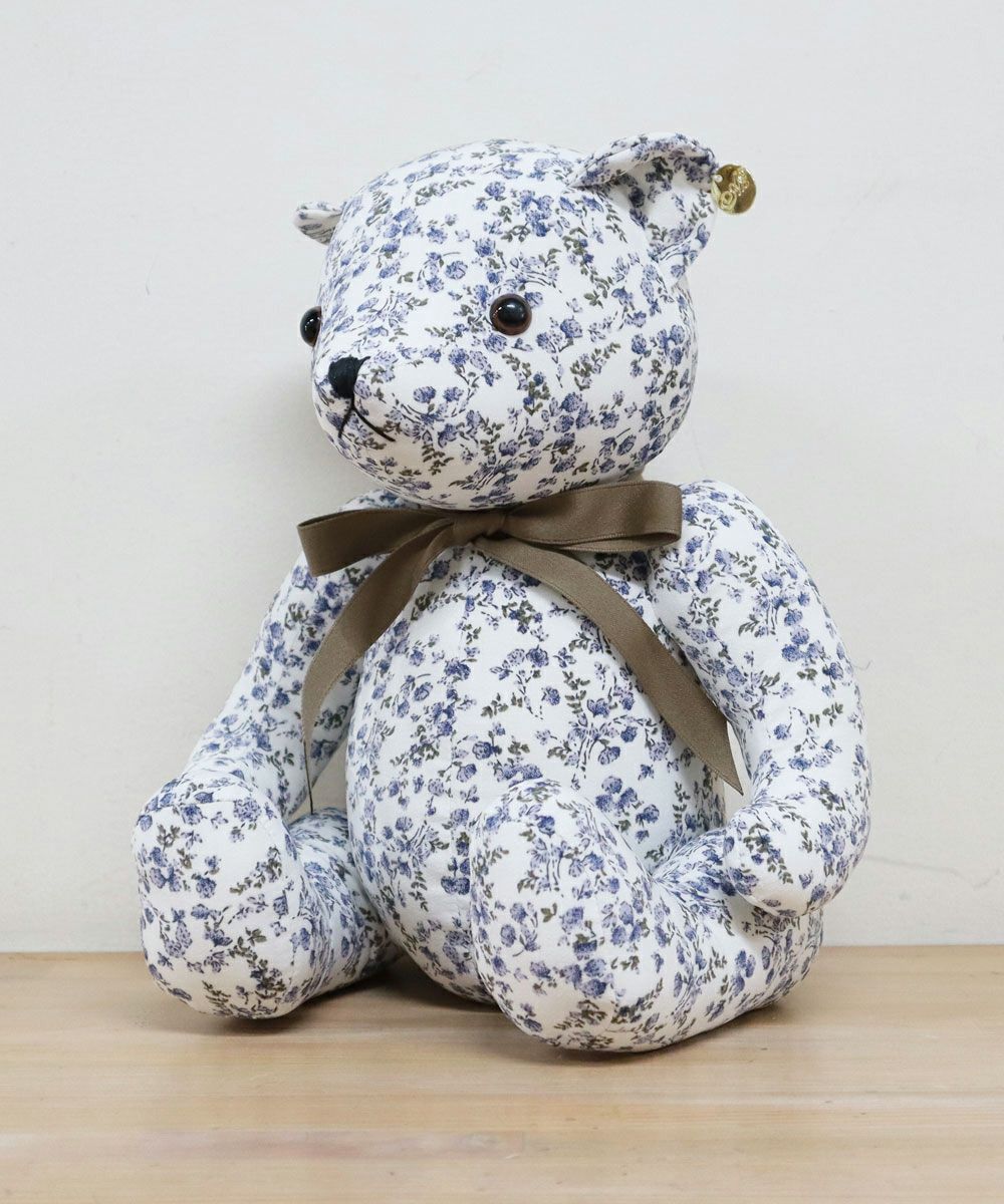 I：小花柄プリーツシャーリングワンピースIVORY/BLUE 115