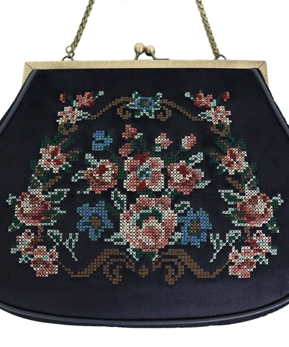 レリーフローズ刺繍チェーンがま口バッグ/an another angelus