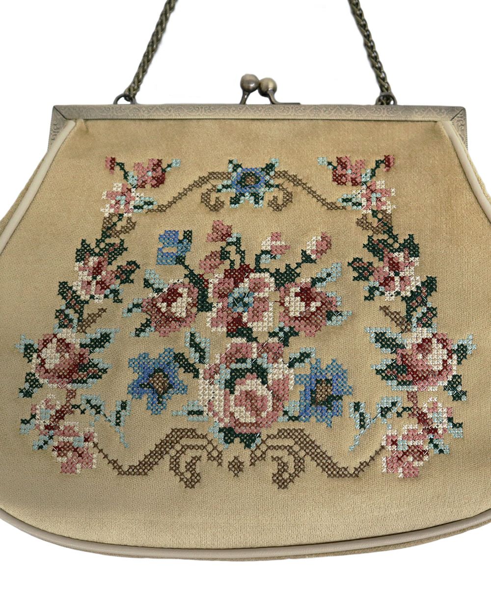レリーフローズ刺繍チェーンがま口バッグ/an another angelus