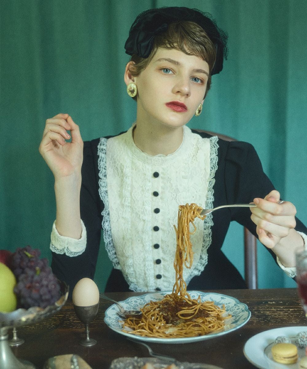 クレリックレースヨーク切替ロングワンピース/an another angelus