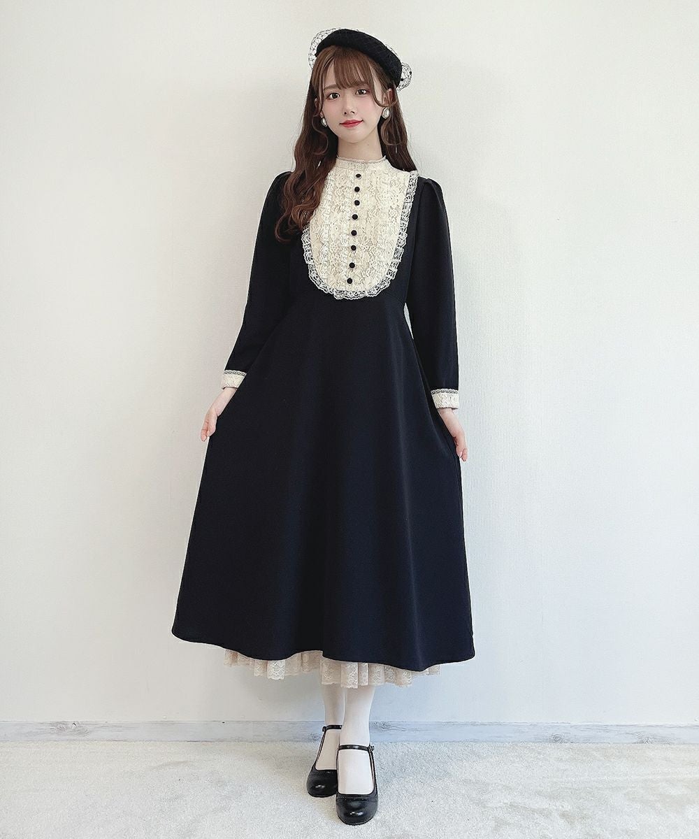 クレリックレースヨーク切替ロングワンピース/an another angelus