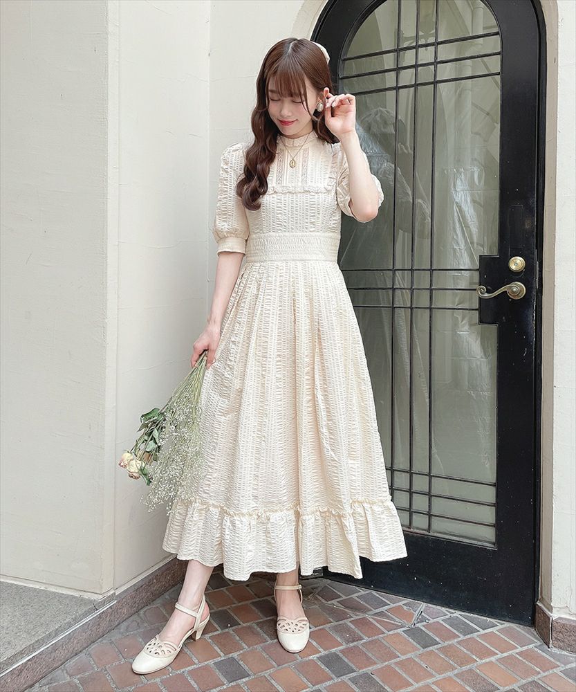 ヨーロッパ・ヴィンテージ♡コットンワンピース♡ ヨーク切替コットンリップルロングワンピース/an another angelus
