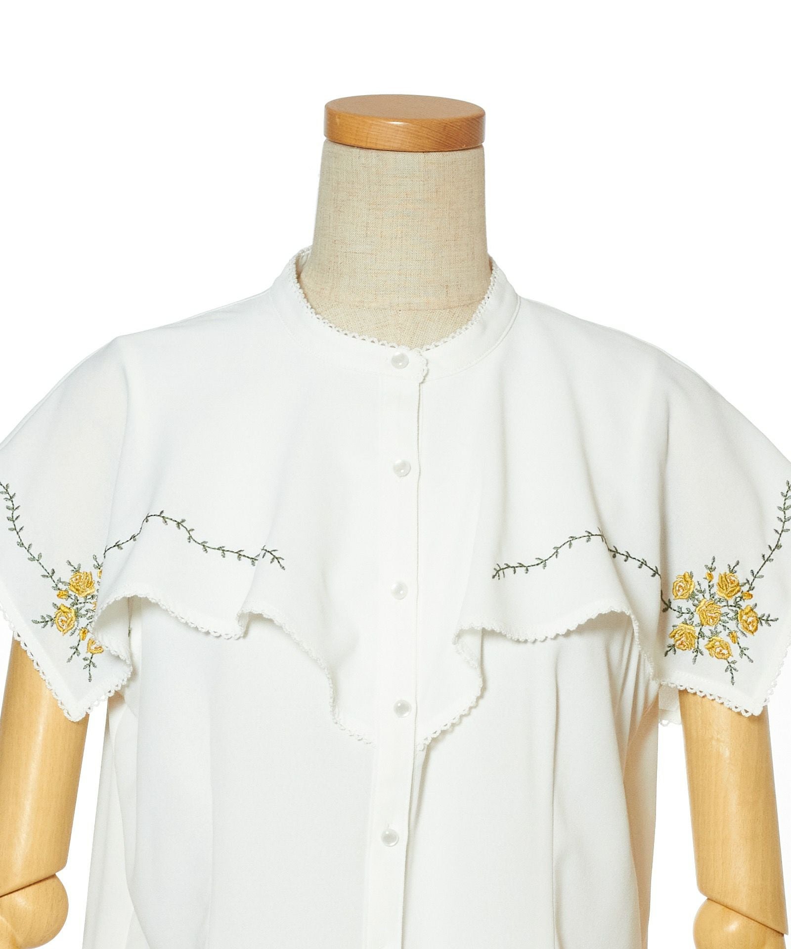 OHGA☆オーガ　ローズ刺繍　ブラウス スクエアケープ衿ローズ刺繍ブラウス/an another angelus [42BF02f019