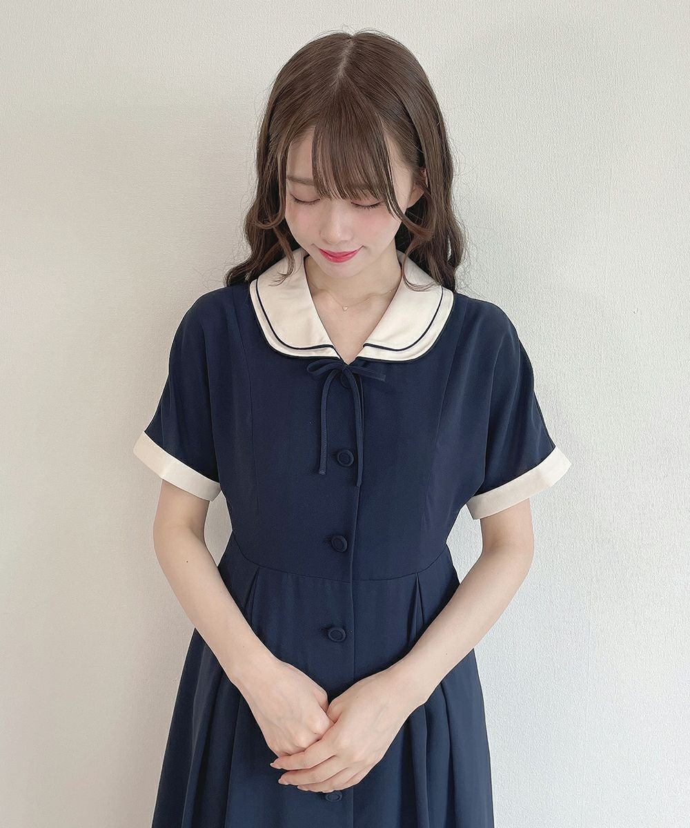 パイピング使いダブルクレリック衿ワンピース/an another angelus