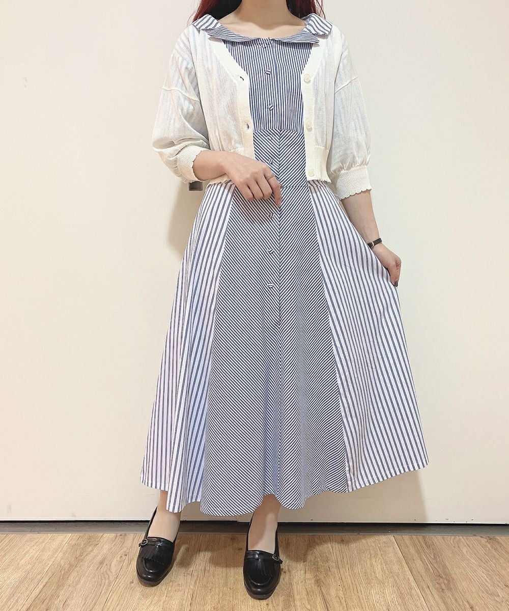 □ランダムストライプ開衿シャツワンピース/an another angelus