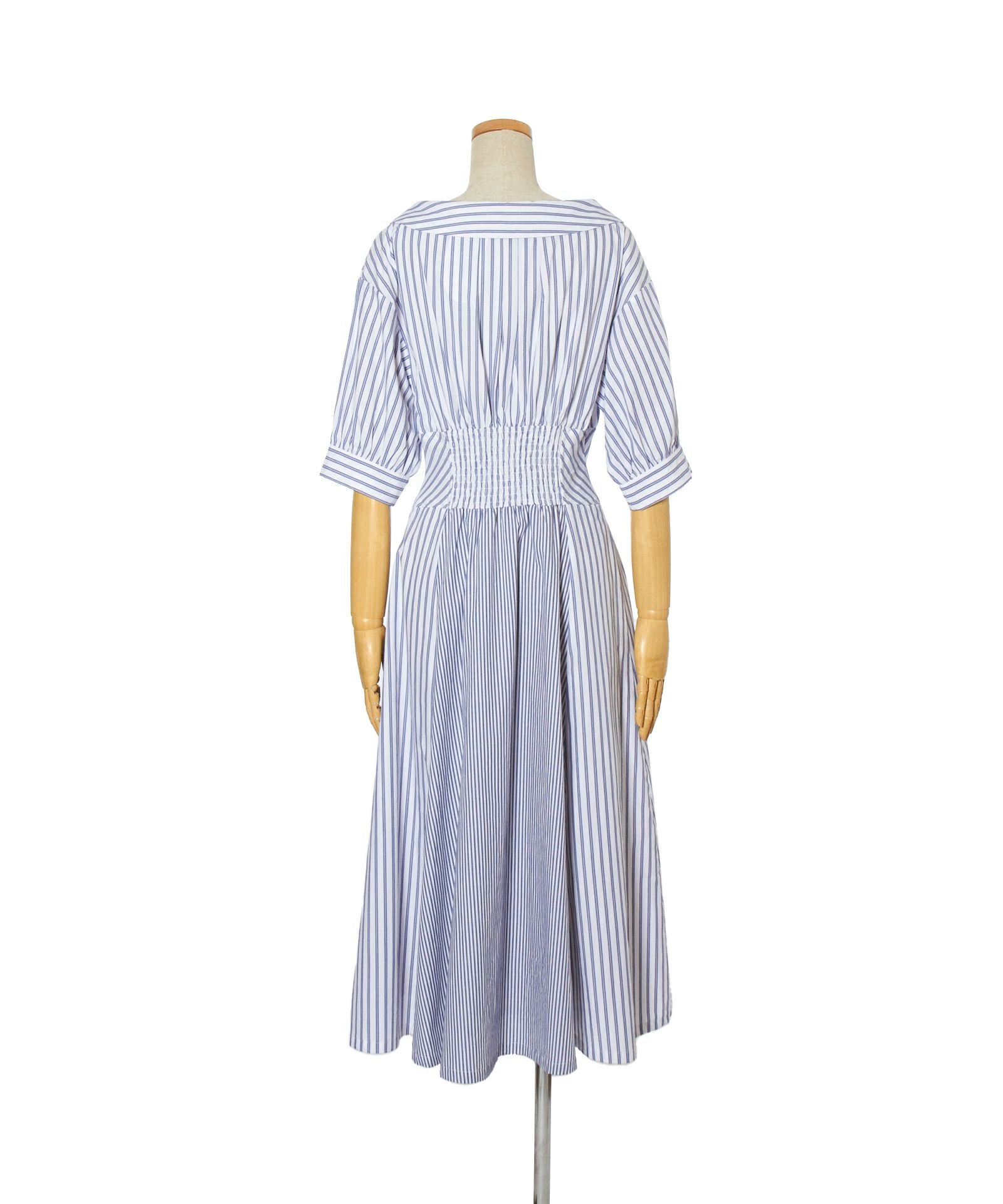 □ランダムストライプ開衿シャツワンピース/an another angelus