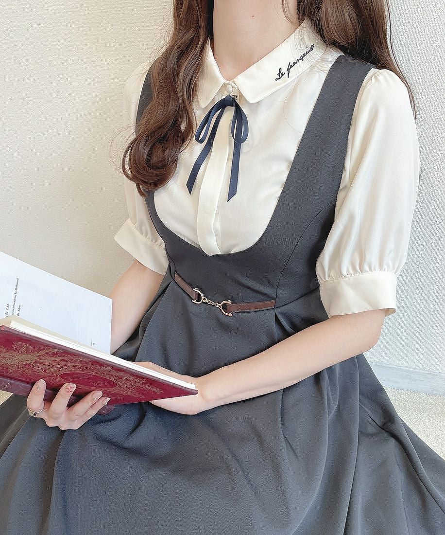 リボンタイ付きロゴ刺繍衿ブラウス/F i.n.t [43AF02h005] | F i.n.t