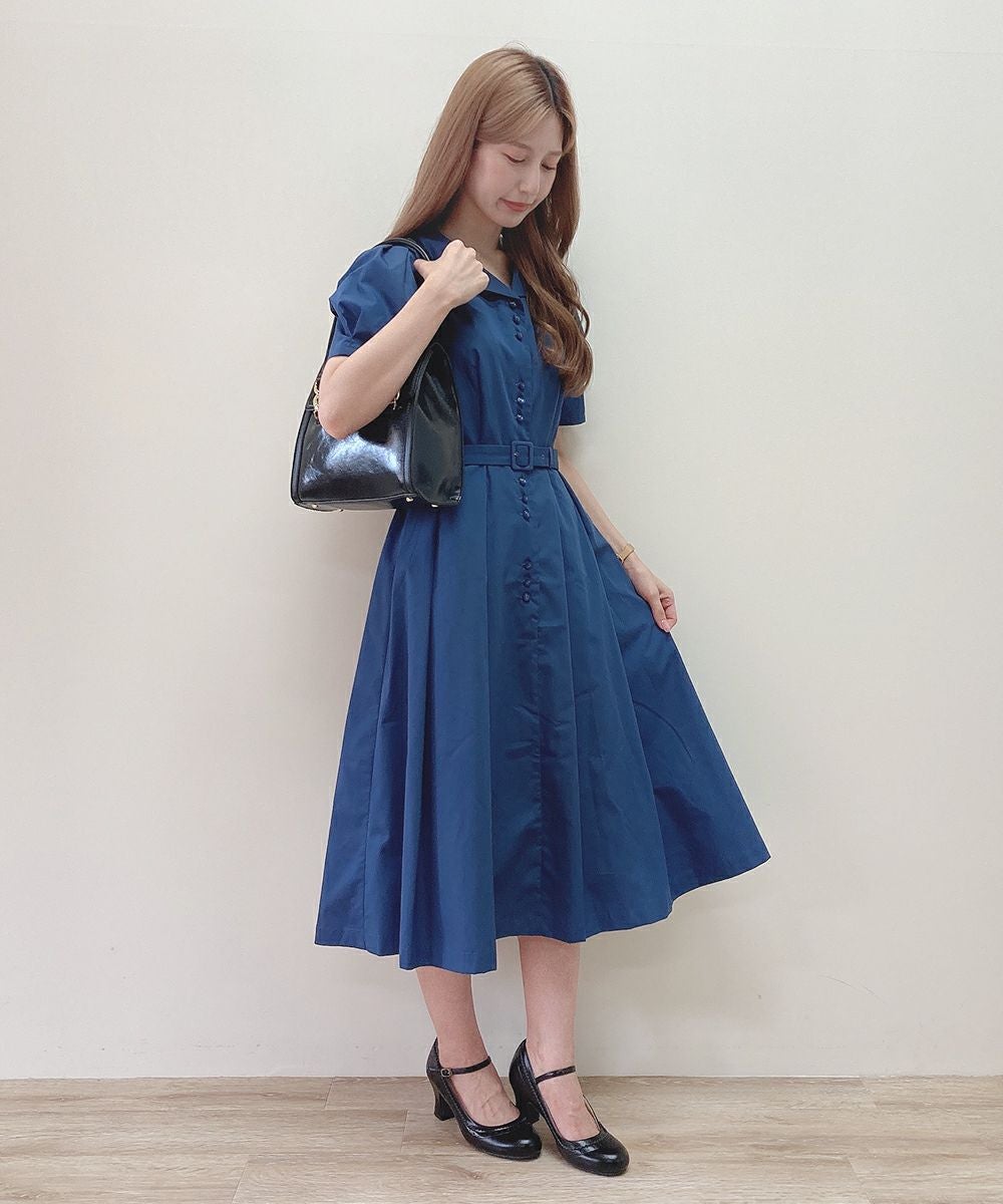 レトロ釦使い開衿シャツワンピース/an another angelus [43BE02g008