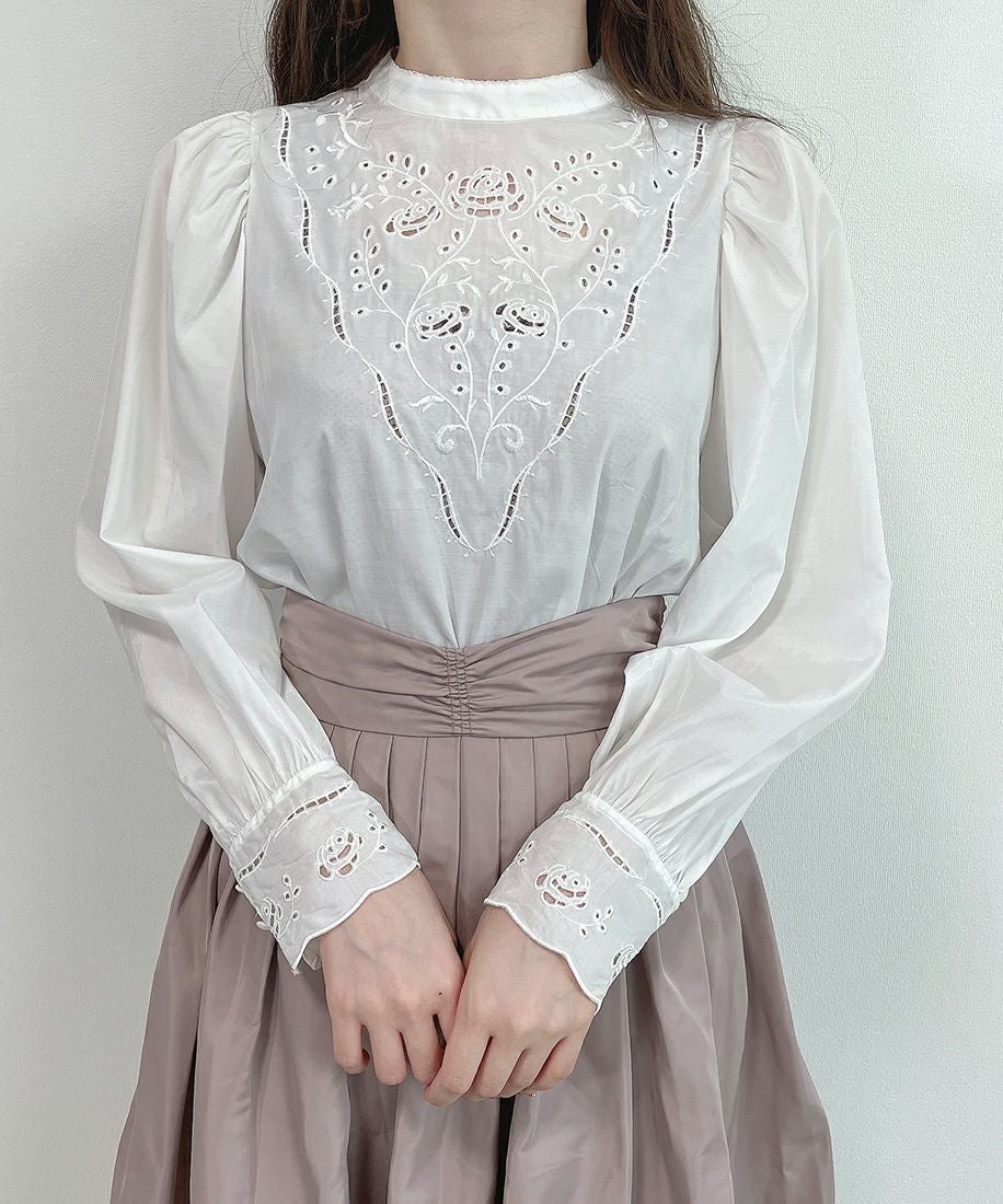 □カットワークヨークブラウス/an another angelus [43BF02j006] | F