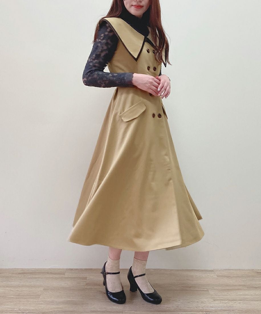 □ビッグカラートレンチジレワンピース/an another angelus