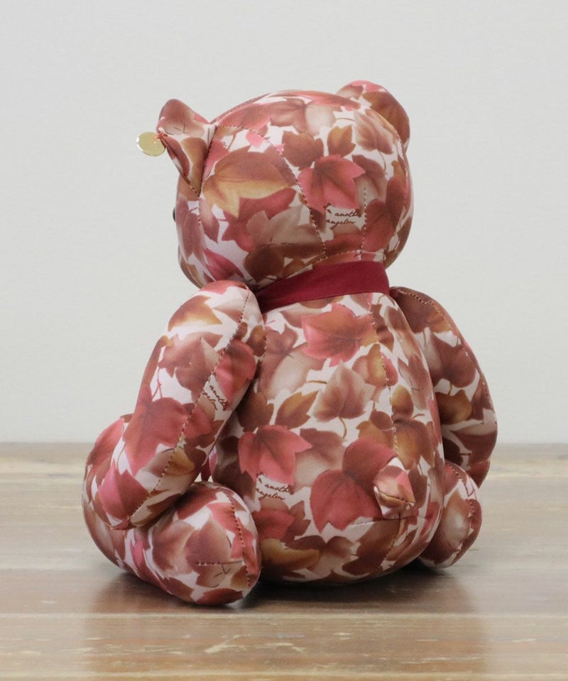 E：フォールリーフ柄Vネックワンピース RED×BR 347