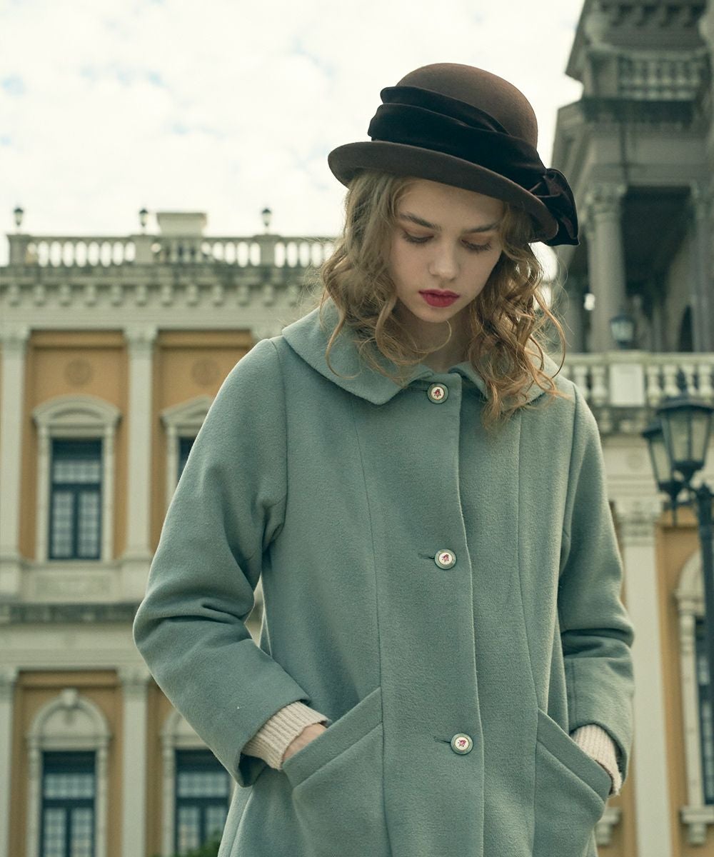 ローズプリント釦レトロカラーコート/an another angelus [43BD03j005