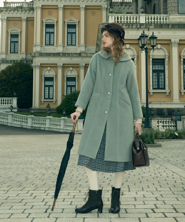 ローズプリント釦レトロカラーコート/an another angelus [43BD03j005