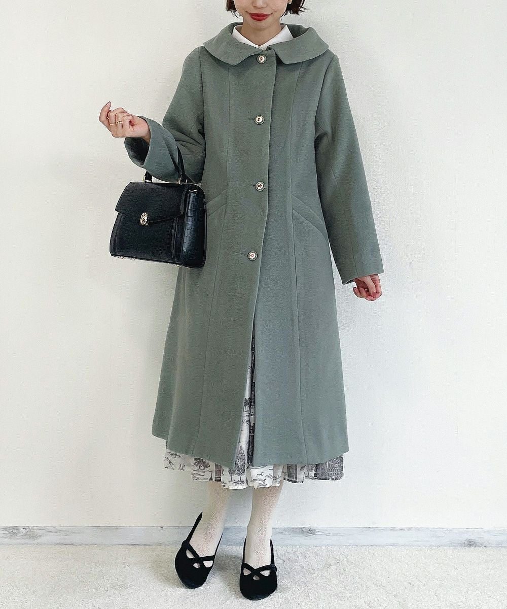 ローズプリント釦レトロカラーコート/an another angelus [43BD03j005