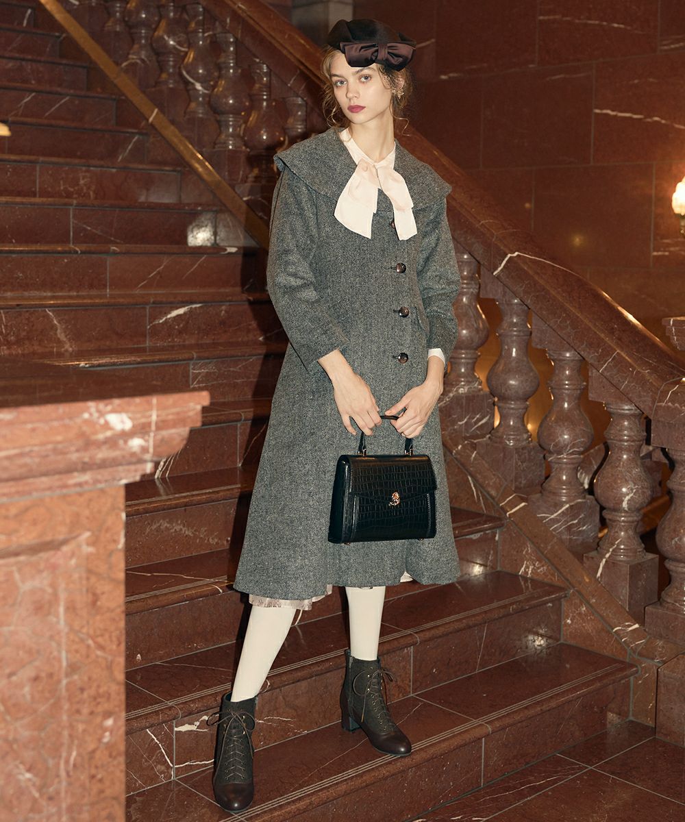 サイドビッグカラーツイードコート/an another angelus [43BD03j006