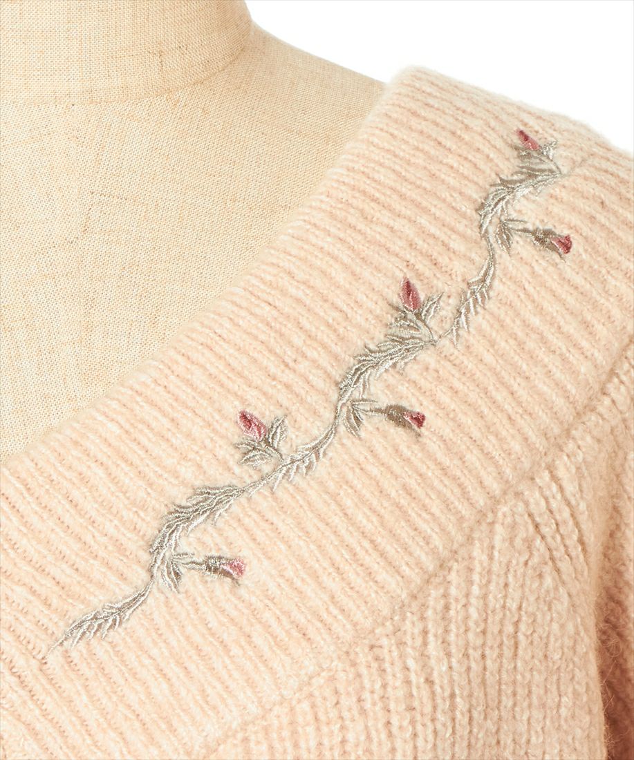 刺繍アップ (pink beige)