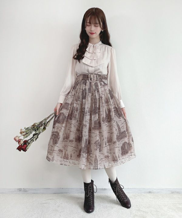 ブリティッシュトワル柄シアータックスカート/an another angelus