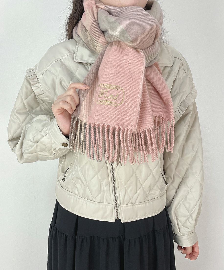 フレーム刺繍入りチェックストール/F i.n.t [43AB09a008] | F i.n.t