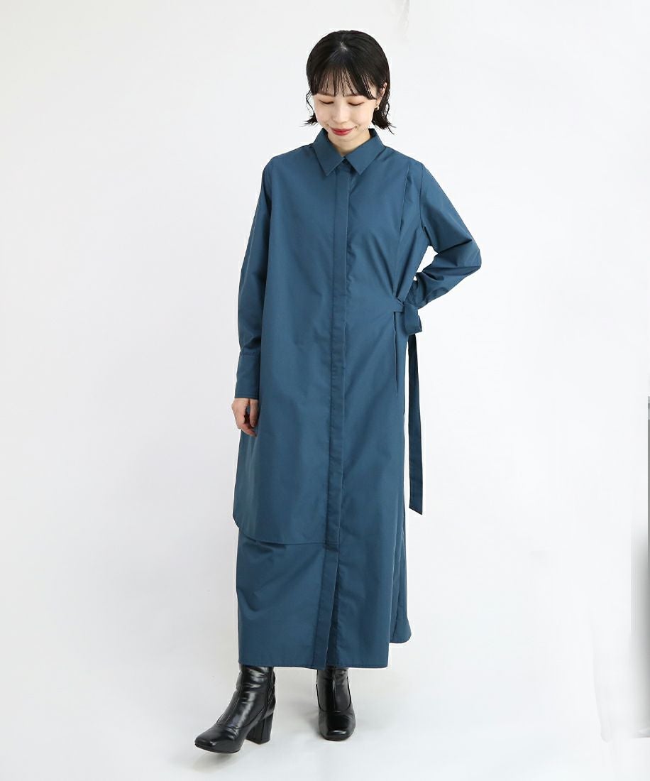 コーチ×kaffeコラボ　アシンメトリープリーツワンピース　シアー　グリーン　M アシンメトリーレイヤードシャツワンピース/COUPE LE COEUR