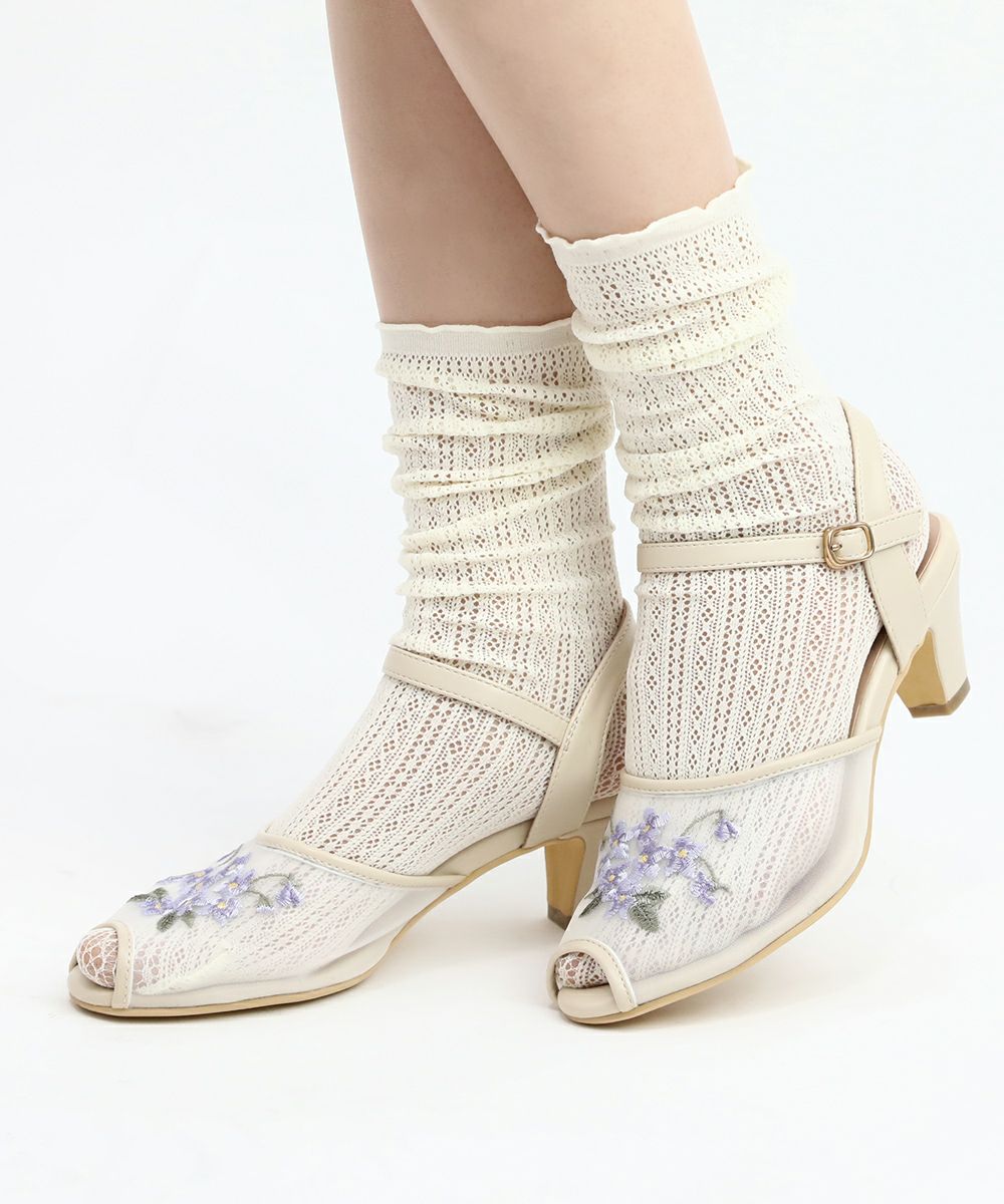 □スミレ刺繍メッシュサンダル/an another angelus [45BA02c004] | F