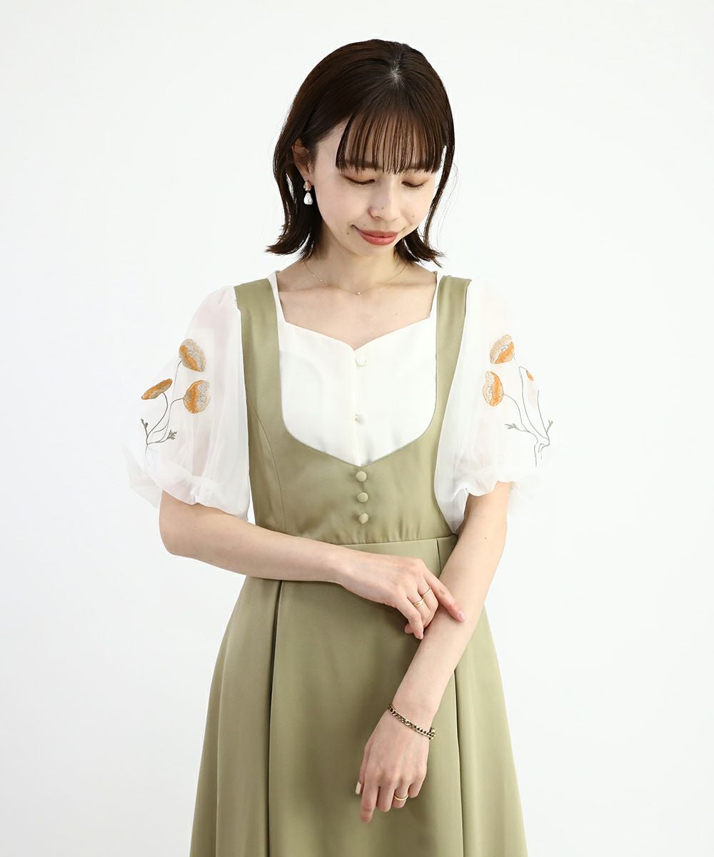 ポピー刺繍シアーバルーンスリーブブラウス/F i.n.t [45AF02h005] | F