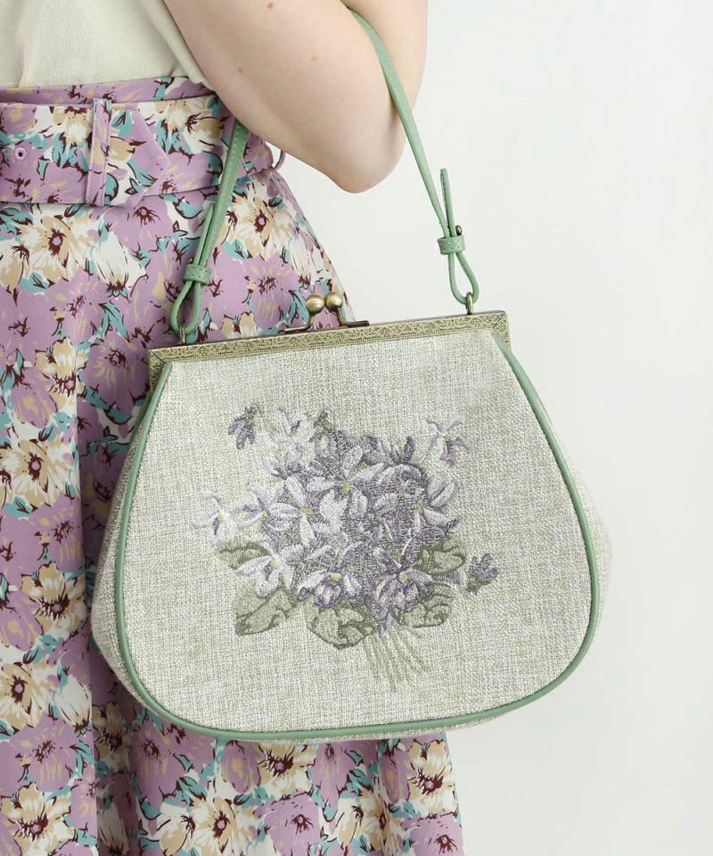 スミレ刺繍がま口バッグ/an another angelus [45BC05a004] レビュー