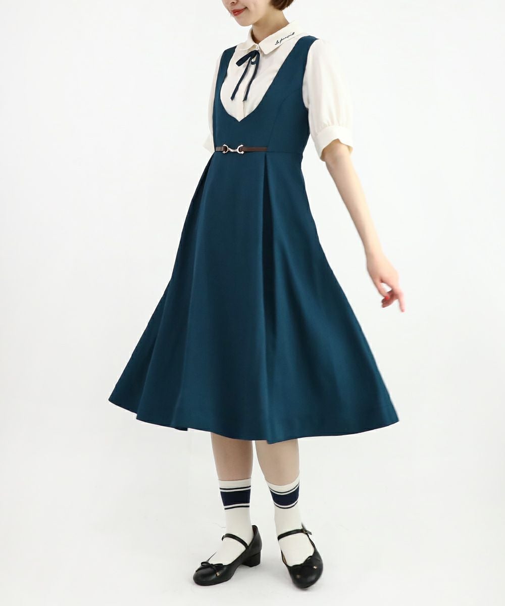 チェーンビット使いディープVネックジャンパースカート/F i.n.t