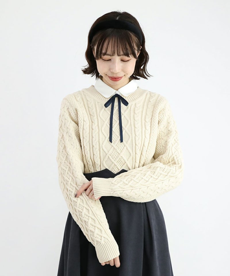 off white×navy / 158cm / ニットとのレイヤード