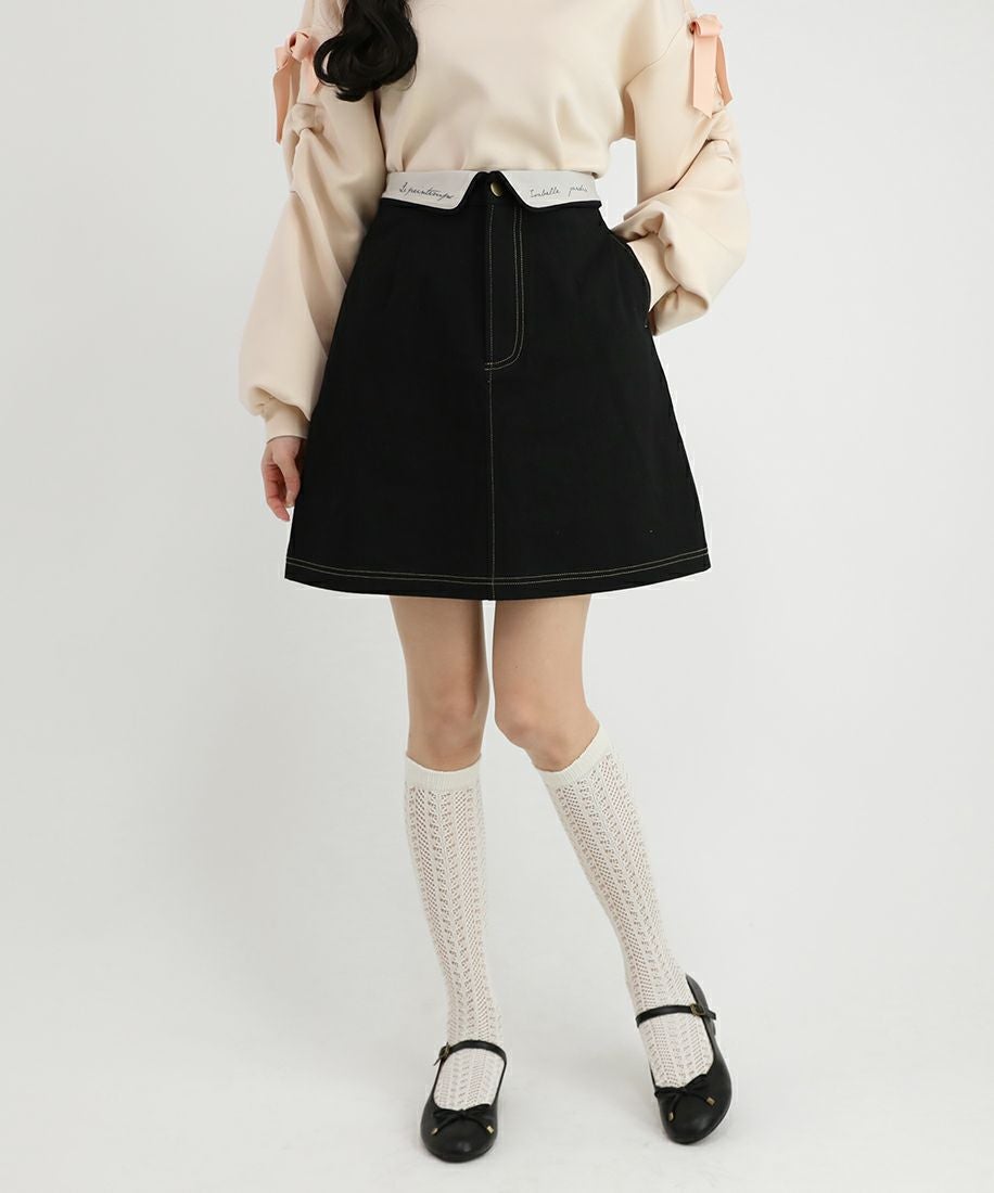 □ロゴプリント折り返しフラップミニスカート/F i.n.t [45AG02k005