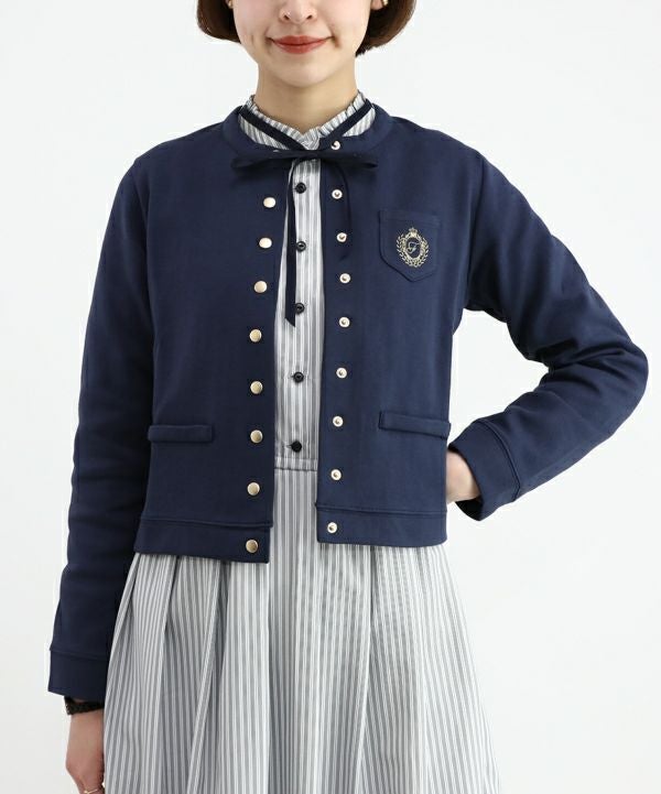 キャピタル NAVY ブッファンT カットソー 七分袖 XS ベージュ 紺 □エンブレム刺繍カットソーカーディガン/F i.n.t [45AI05j006] | F