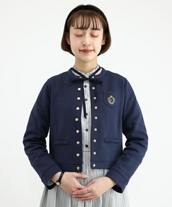 【ほぼ未使用】yori コットン刺繍カラーニット　ネイビー Fサイズ セール】ブークレ ニットポロシャツ（ニット/セーター）｜URBAN