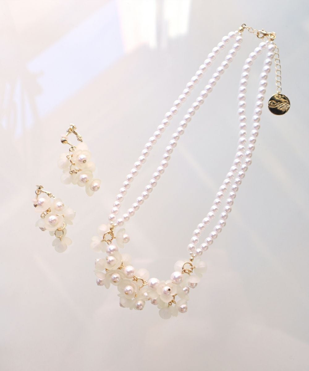 新品タグ付 Apweiser-rishe パールネックレス付トリプルアンサンブル □フラワーパールネックレス/an another angelus [45BB02a006] | F