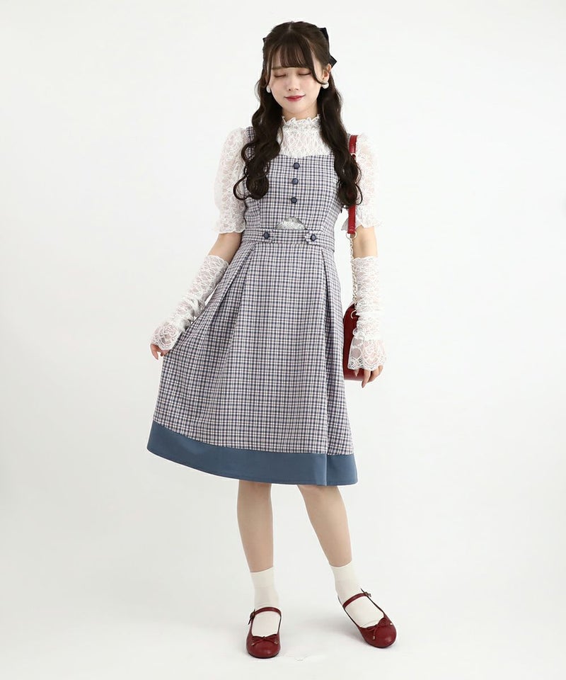 navy×pink / 162cm / レースインナーとのレイヤード