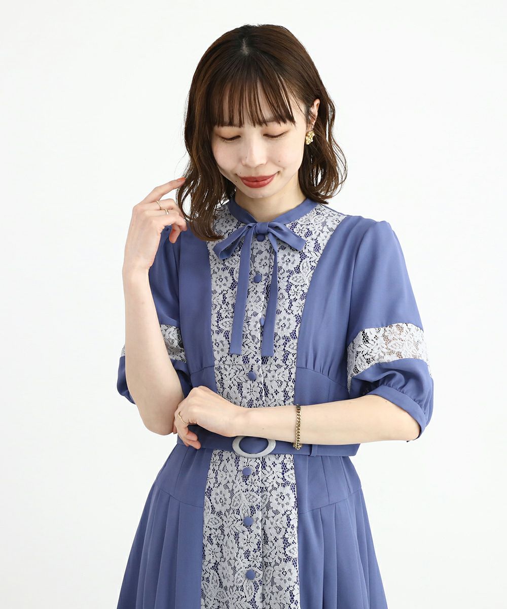 超美品★Sandro レース ボウタイ ワンピース ドレス Size 34 レース切替ボウタイワンピース/an another angelus [46BE02h016] | F